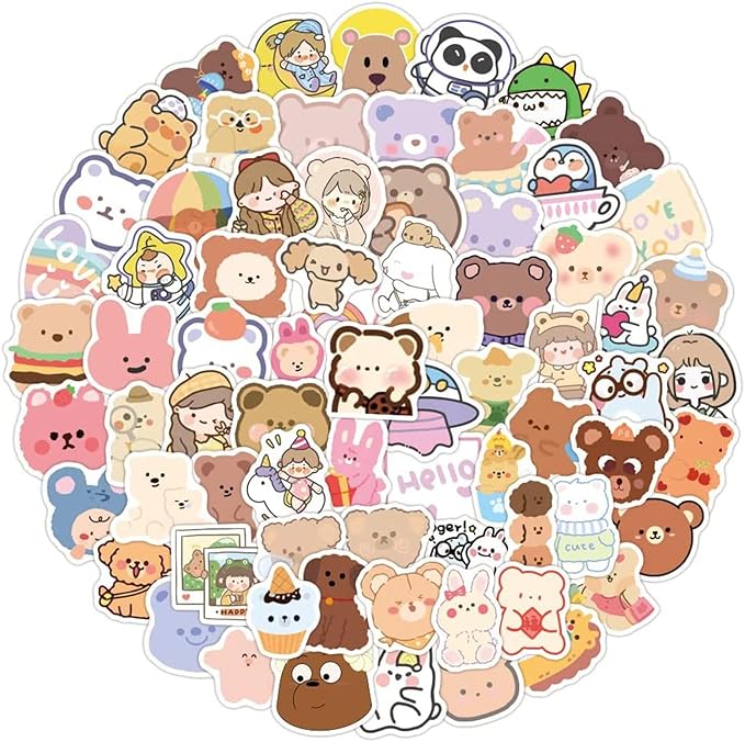 Cute cartoon bear vinyl stickers pack
