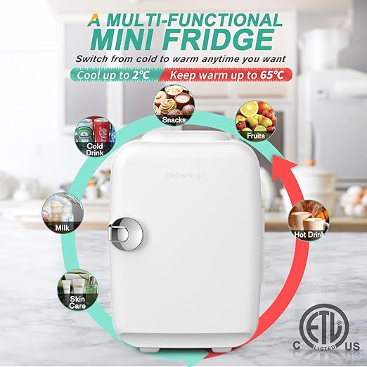 CROWNFUL personal fridge for bedroom office car