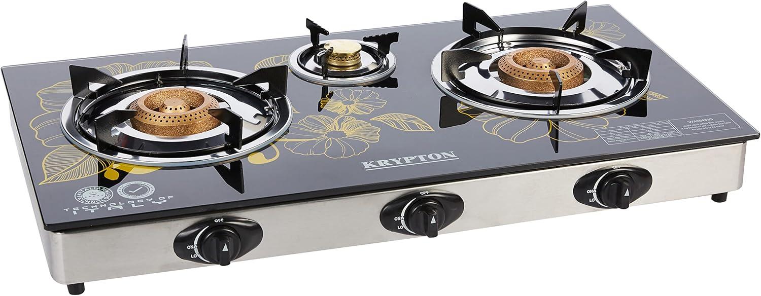 Krypton Triple Glass Burner KNGC6060Kitchen AppliancesDouble burner gas stove Stainless steel body Low gas consumption Improved gas flow for efficient heating Double burner gas stove Krypton gas cooker is fuel-efficient cast iron burner that is suited bud