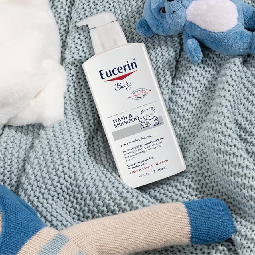 Eucerin 2-In-1 Tear Free Formula Wash And ShampooPersonal CareTear-Free 2-in-1 Formula: Gently cleanses baby’s hair and body without causing irritation to the eyes. Fragrance-Free & Soap-Free: Ideal for sensitive skin; free from fragrances, dyes, and dryi