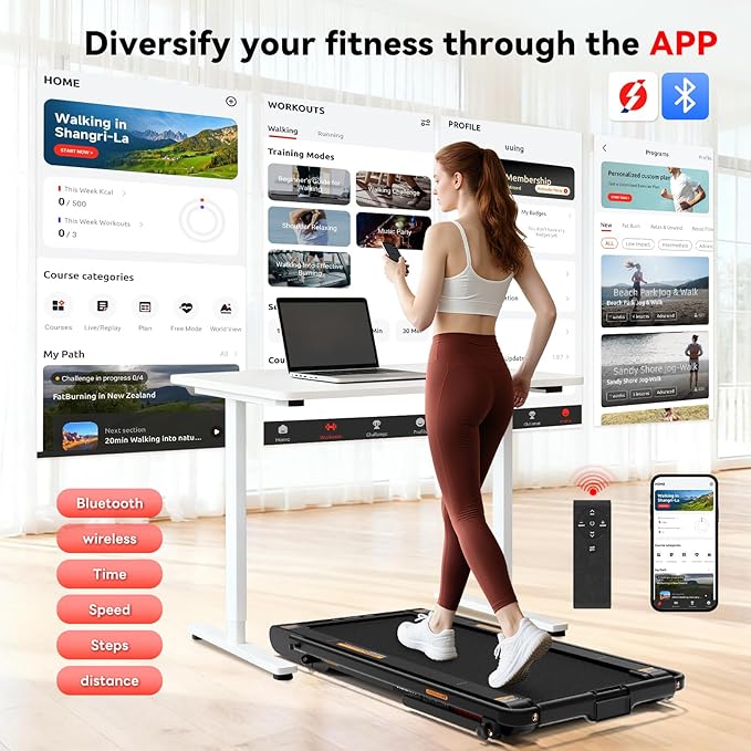 Sperax Walking Vibration Pad – 4-in-1, 10% Incline, 2.5HP, 150kg, App + Remote, Under-Desk Treadmill