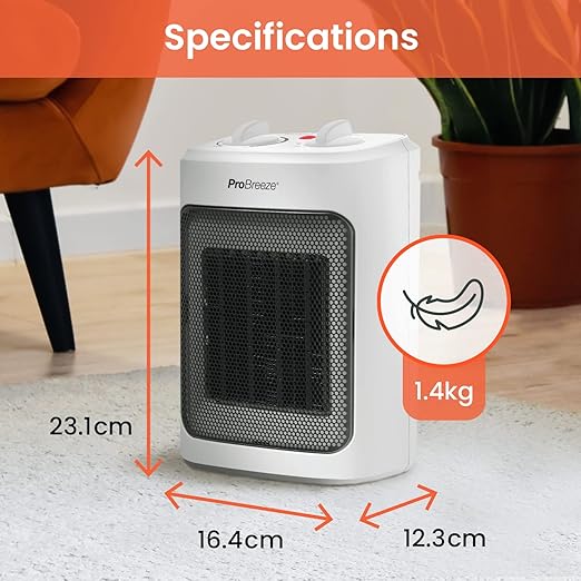 Pro Breeze 2000W mini ceramic fan heater
