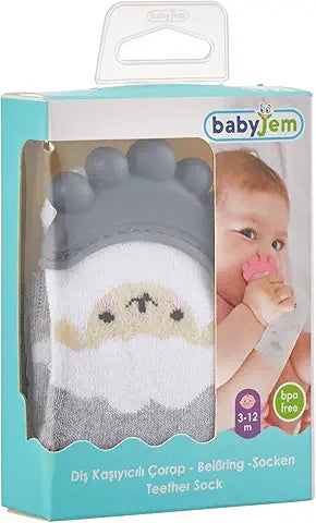 Babyjem - Teether Sock Grey 3-12 Months