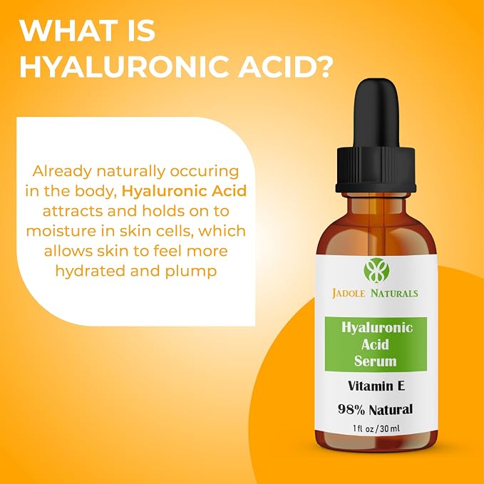 Jadole Naturals Hyaluronic Acid Serum with Vitamin E for Face 30ml | Hydrating Facial Serum | Pack of 1