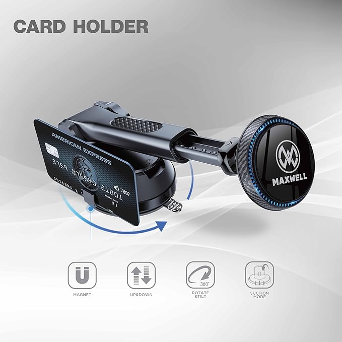 Maxwell Car Holder and Wireless Charger Compatible with MagSafe with Cooling Fan Universal Car Mount for iPhone and Android Super Magnetic Grip 360? Rotation Fast Wireless Charging Car Phone HolderThis car phone holder is compatible with MagSafe, providin