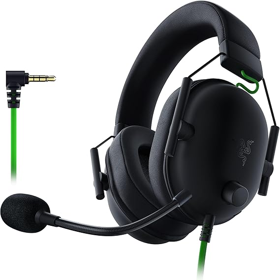 RAZER BLACKSHARKv2 X Black Multi-Platform Wired E-Sports HeadsetGaming HeadsetsAdvanced Passive Noise Cancellation: sturdy closed earcups fully cover ears to prevent noise from leaking into the headset, with its cushions providing a closer seal for more s