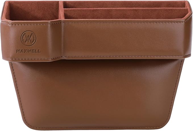 Maxwell Drive Vault Car Seat Gap Seam Storage Box Cup Holder Additional Storage for Your Devices Like Mobile Phone Tablets Eyeglasses Wallet Money Coins Notebook Pen Organizer Keys Organizer (Brown)Car AccessoriesMaximizes Car Storage Space: Designed to f