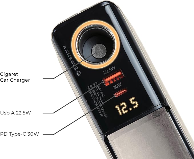 Maxwell Car Charge Organizer Pouch USBA Quick Charge Compatible with iPhone 16 Pro Max iPhone 15 Pro Max Samsung S25 Laptop Secure Fit for Automobile Durable Leather Easy Organization (Beige)Car AccessoriesQuick Charge Compatibility: Supports USB-A Quick