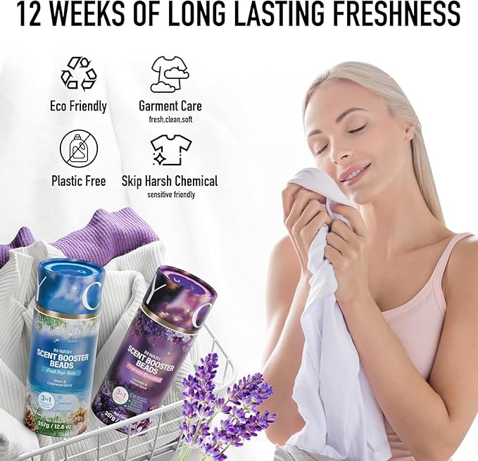 NALACAL Scent Booster Beads Lavender & Vetiver – 3-in-1 In-Wash, 24 Washes, Fabric Softener, 357g