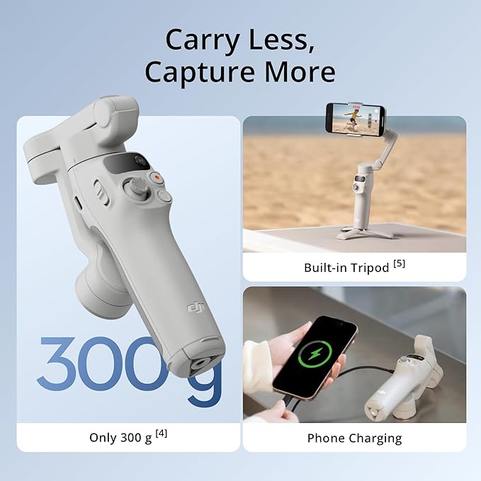 DJI Osmo Mobile 7 3-Axis Gimbal Stabilizer for iPhone & Android – ActiveTrack 7.0, Built-in Tripod, Comfortable Grip, OneTap Edit, Phone Charging – UAE Version with Official Warranty Support