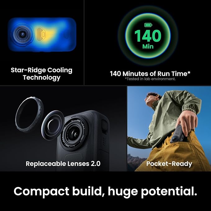 Insta360 X6 8K 360° Camera Standard Bundle – Dual 1/1.1" Sensors, AI Imaging, Replaceable Lenses