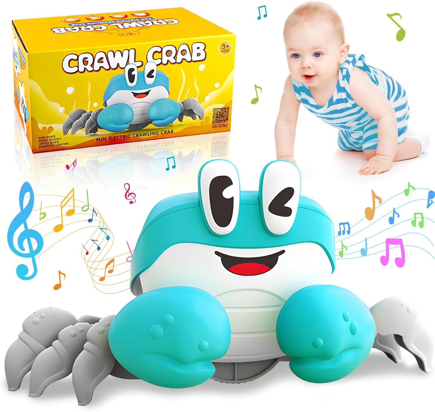Crab Baby Toy, Crawling Crab with Music and Light, Interactive Sensory Toy, Baby Music Toy, Tummy Time Toys, Crawling Toy for 6-12-18 Months, 1-3 YearsToys & GamesIntroduce your little one to the world with the Crawling Crab Baby Toy. The adorable crab sh