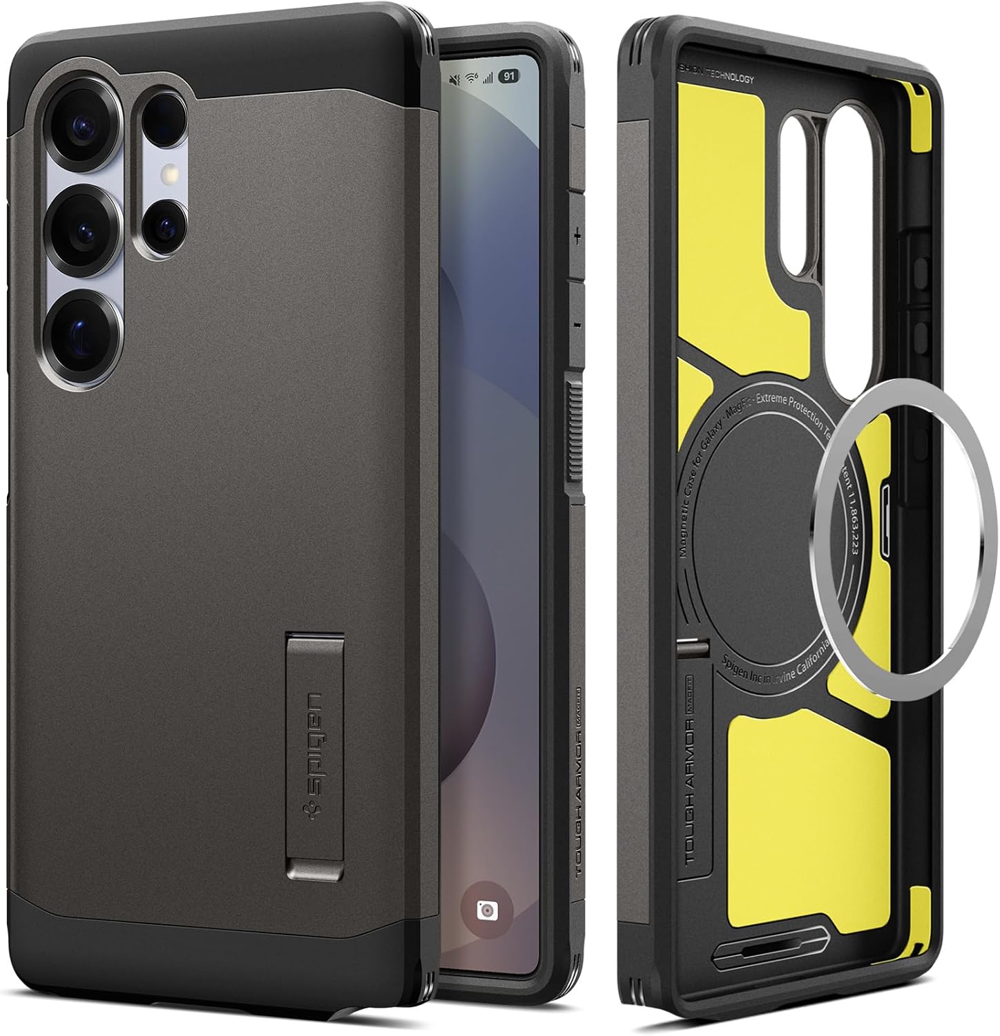 Spigen Tough Armor MagFit for Samsung Galaxy S25 ULTRA case cover [MagSafe Compatible] GunmetalMobile AccessoriesToughen it up... Built to withstand anything you throw at it! Spigen Tough Armor MagFit case champions your Galaxy S25 ULTRA with full-fledged