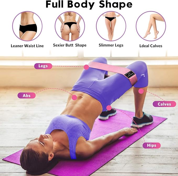 Resistance Bands Set of 5 for Women & Men – Stretch Exercise Workout Bands for Booty, Legs, Pilates & Home Fitness