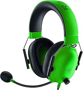 RAZER BLACKSHARKv2 X Green Multi-Platform Wired E-Sports HeadsetGaming HeadsetsAdvanced Passive Noise Cancellation: sturdy closed earcups fully cover ears to prevent noise from leaking into the headset, with its cushions providing a closer seal for more s