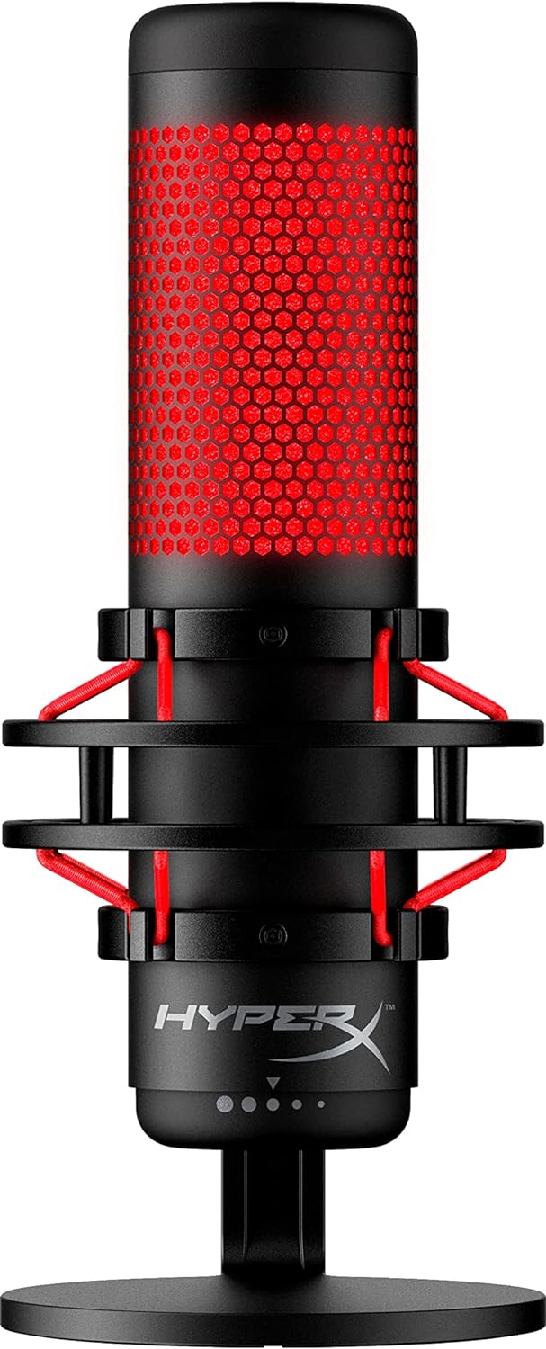 HyperX QuadCast - Standalone Gaming MicrophoneAudio & VideoBuilt-in anti-vibration shock mount Tap-to-Mute Sensor with LED indicator Stereo, Omnidirectional, Cardioid, Bidirectional BUILT-IN ANTI-VIBRATION SHOCK MOUNTIsolate the mic and suppress the sound