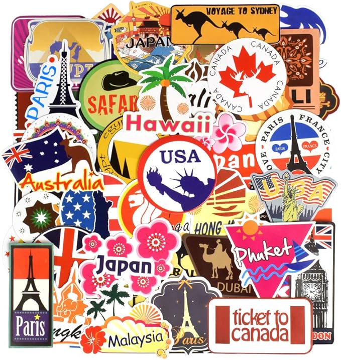 QTL travel style vinyl stickers pack
