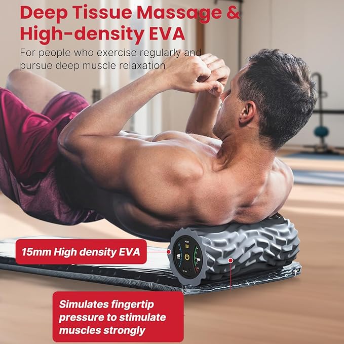 Angju Vibrating Foam Roller – 5 Speeds, Rechargeable, Deep Tissue, Yoga Pilates Travel Recovery