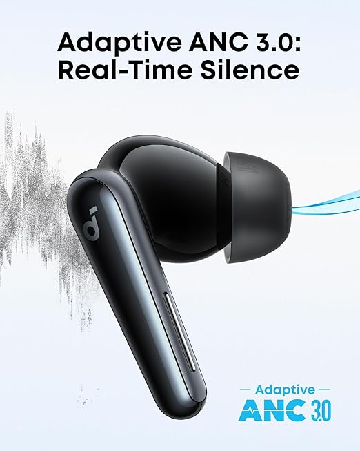 soundcore Liberty 5 by Anker Noise Cancelling Wireless Earbuds – Real-Time Adaptive ANC, 6-Mic AI Clear Calls, Dolby Audio, Fast Charging, Long Battery Life