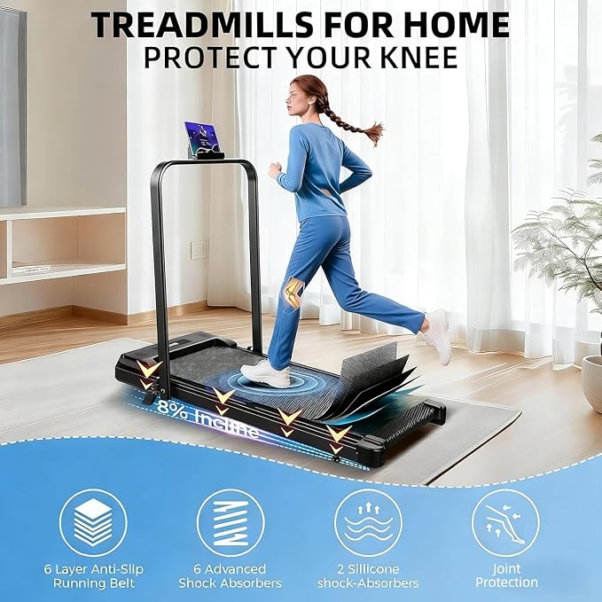 Denzoz Foldable Treadmill 2.5HP | 300 lb Walking Pad | 2-in-1 Under Desk Treadmill with Remote & LED Display