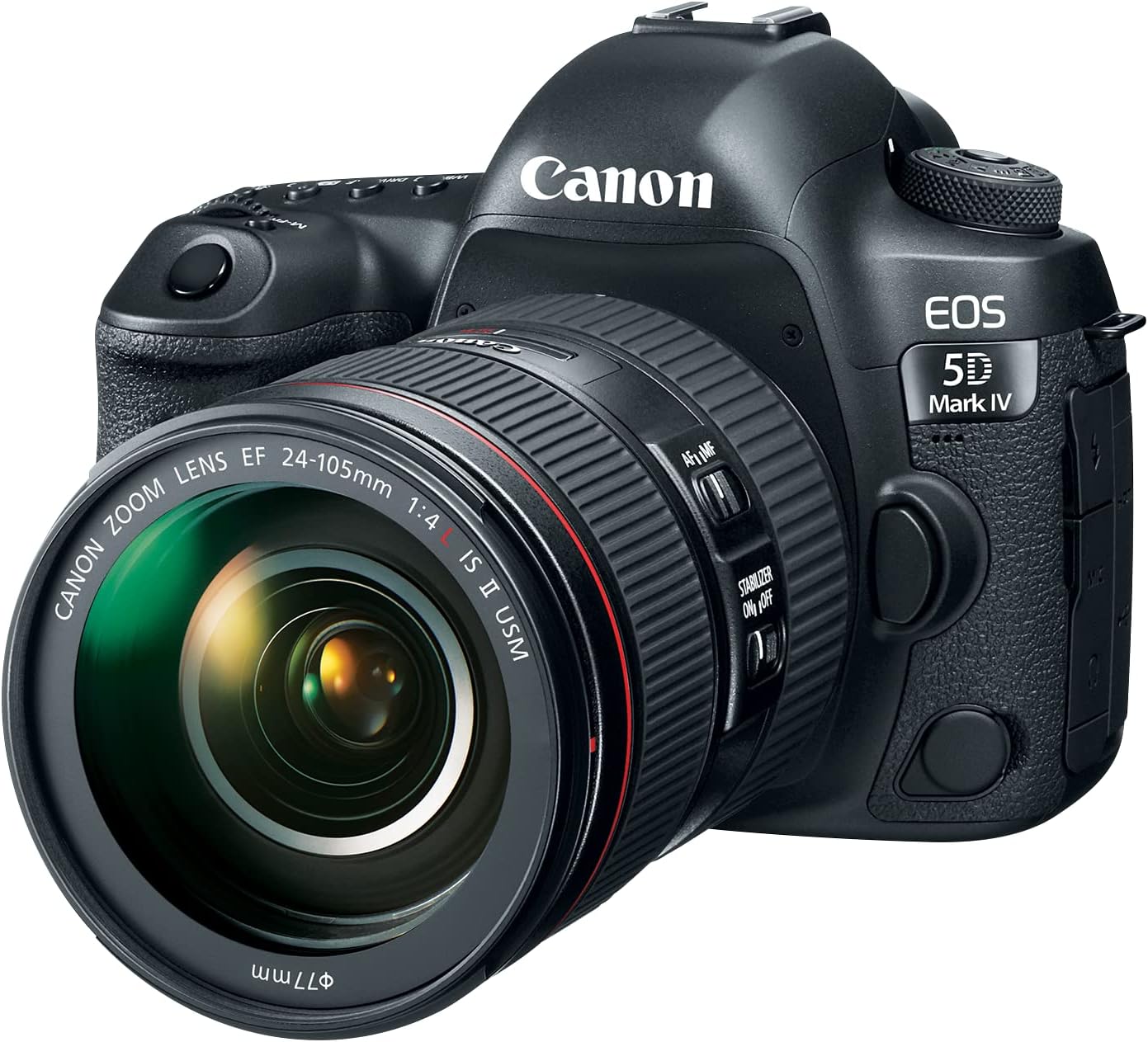 Canon EOS 5D Mark IV 24 105mm F/4L Is Ii USM Lens 30.4MP, Dslr Camera, Black, 5D Mark IV + Ef 24 105mm F/4L IS Ii USMCamerasEnjoy superb image quality in every photograph. From street reportage to location portraiture, or landscapes in the evening light,