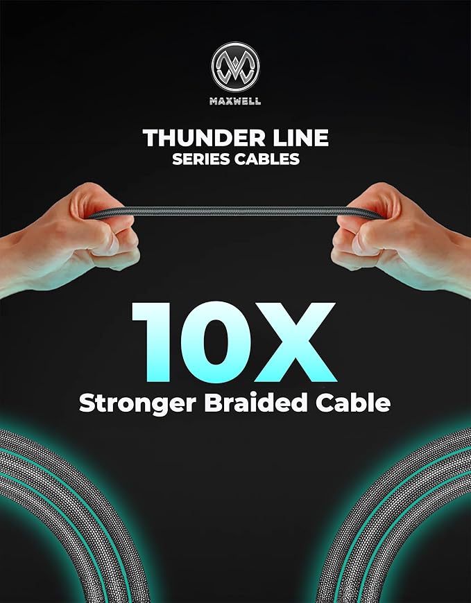 Maxwell Thunder Line Series Cable Fast Charging USBA Compatible with Lightning Compatible with iPhone 14 Pro Max 14 Pro 14 Plus 13 Pro Max 13 Pro etc. (1 meter)Mobile AccessoriesBrand Maxwell Connector type Lightning Cable type USB Compatible devices iPho