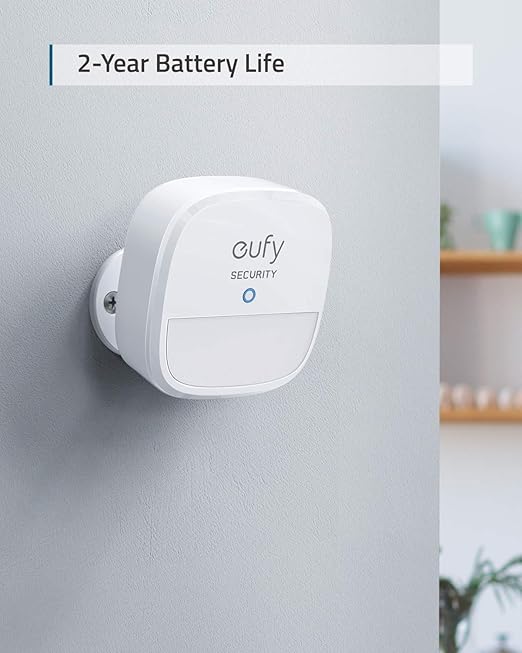 eufy Security Motion Sensor – T8910021, 100°, 30ft, 2-Year Battery, Adjustable Sensitivity, White