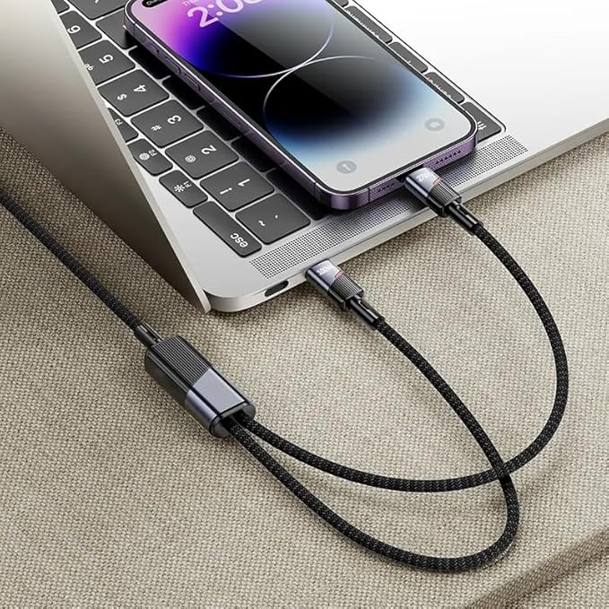 Maxwell 2 in 1 Twin Jet Cable Series USBC Compatible with Lightning (1.2Meter) 100W Fast Charging Cable Compatible with iPhone 14 Pro Max 14 Pro 14 Plus 13 Pro Max 13 Pro etc. (Black)Mobile AccessoriesBrand Maxwell Connector type USB Type C, Lightning Cab