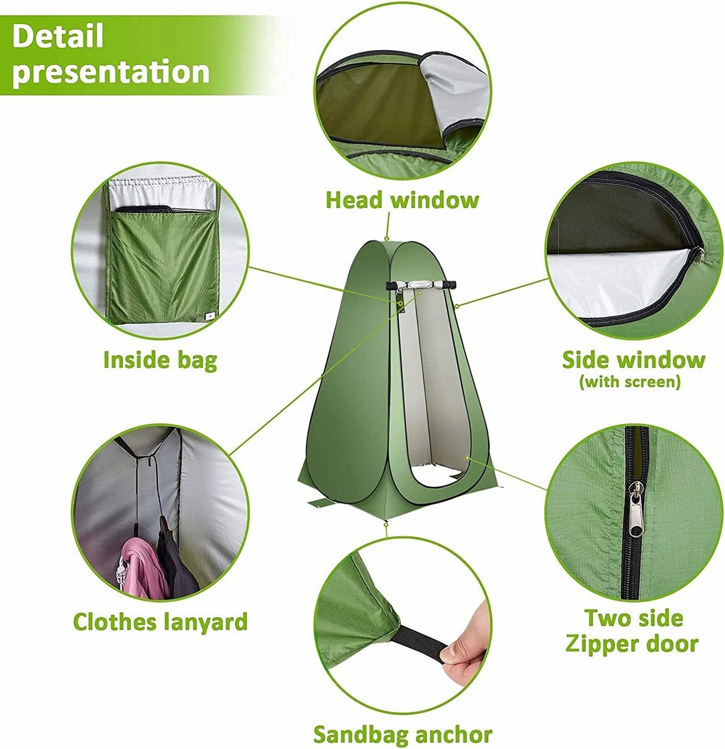 SKY-TOUCH Pop-Up Privacy Tent for Camping, Beach & Outdoor Showers