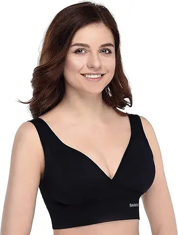Sankom - Patent Aloe Vera Bra For Back Support, Black M/L