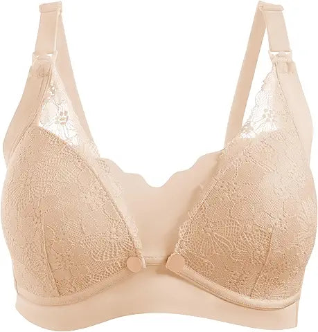 Okus - Pretty Lace Maternity & Nursing Bra Beige L
