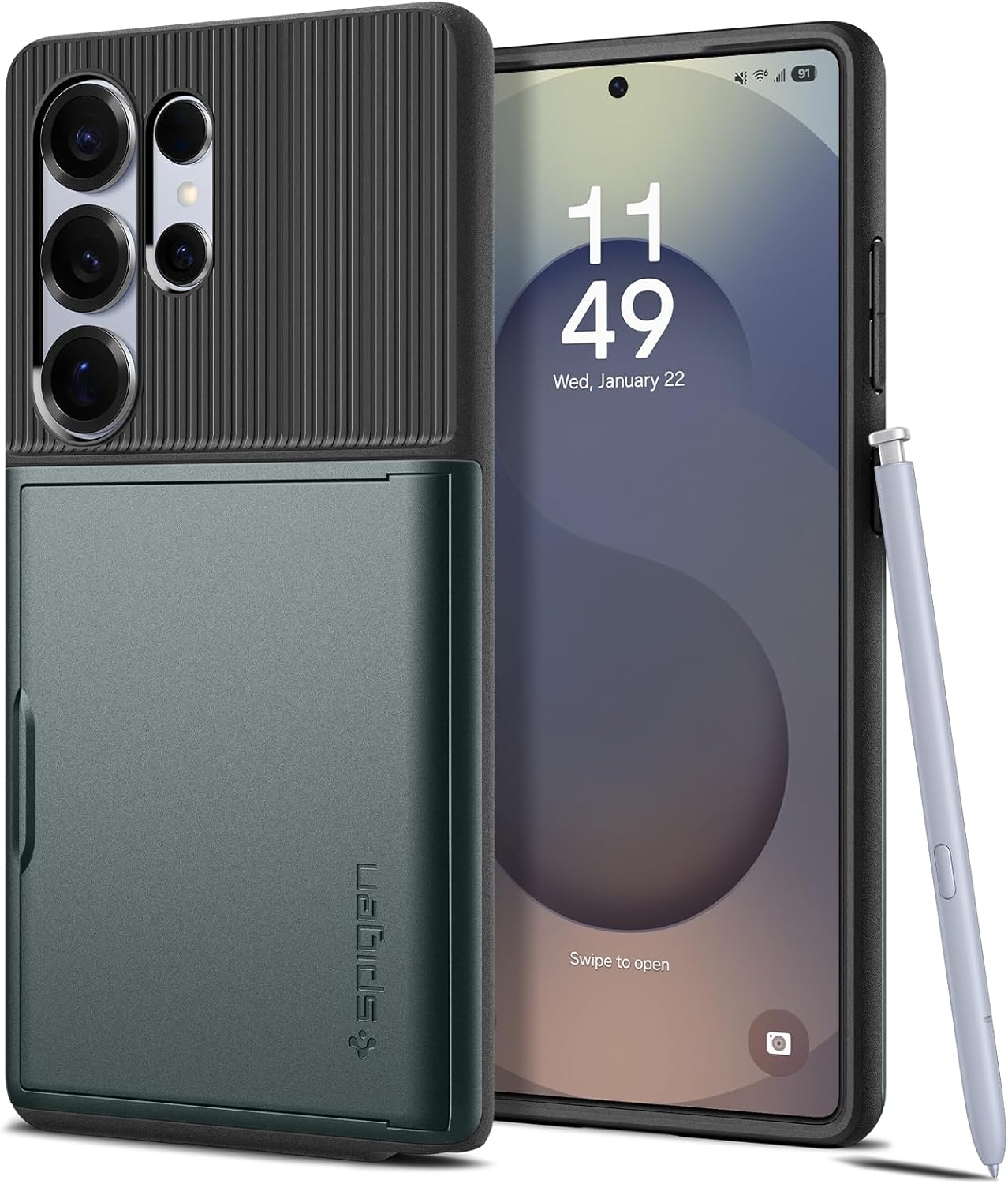 Spigen Slim Armor CS for Samsung Galaxy S25 ULTRA case cover (2025) Abyss GreenMobile AccessoriesExpand your pocket real estate. Spigen Slim Armor CS case makes your Samsung Galaxy S25 ULTRA the only thing you need to carry. Its sturdy built-in wallet sec