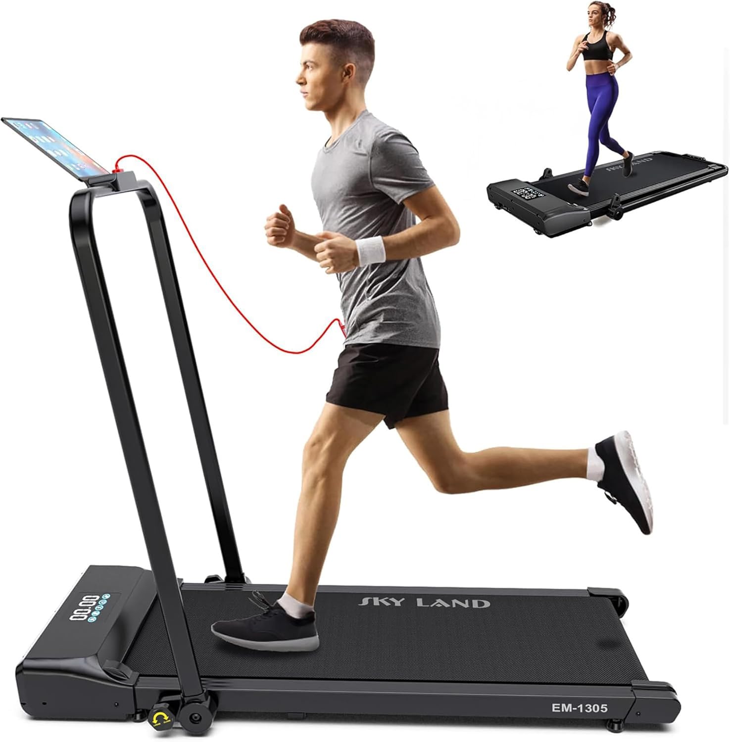 SKY LAND EM-1305 Walking Pad Treadmill | 2HP Foldable Under Desk Treadmill, Up to 12 km/h
