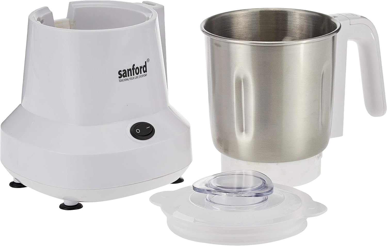 Sanford Coffee Grinder - SF5668CG BS - White and SteelKitchen AppliancesOn/off switch with pulse control Detachable jar with measuring and filling cap Easy to operate