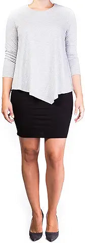 Mama Basic - Double Layer Maternity & Nursing Dress - Grey And Black Small