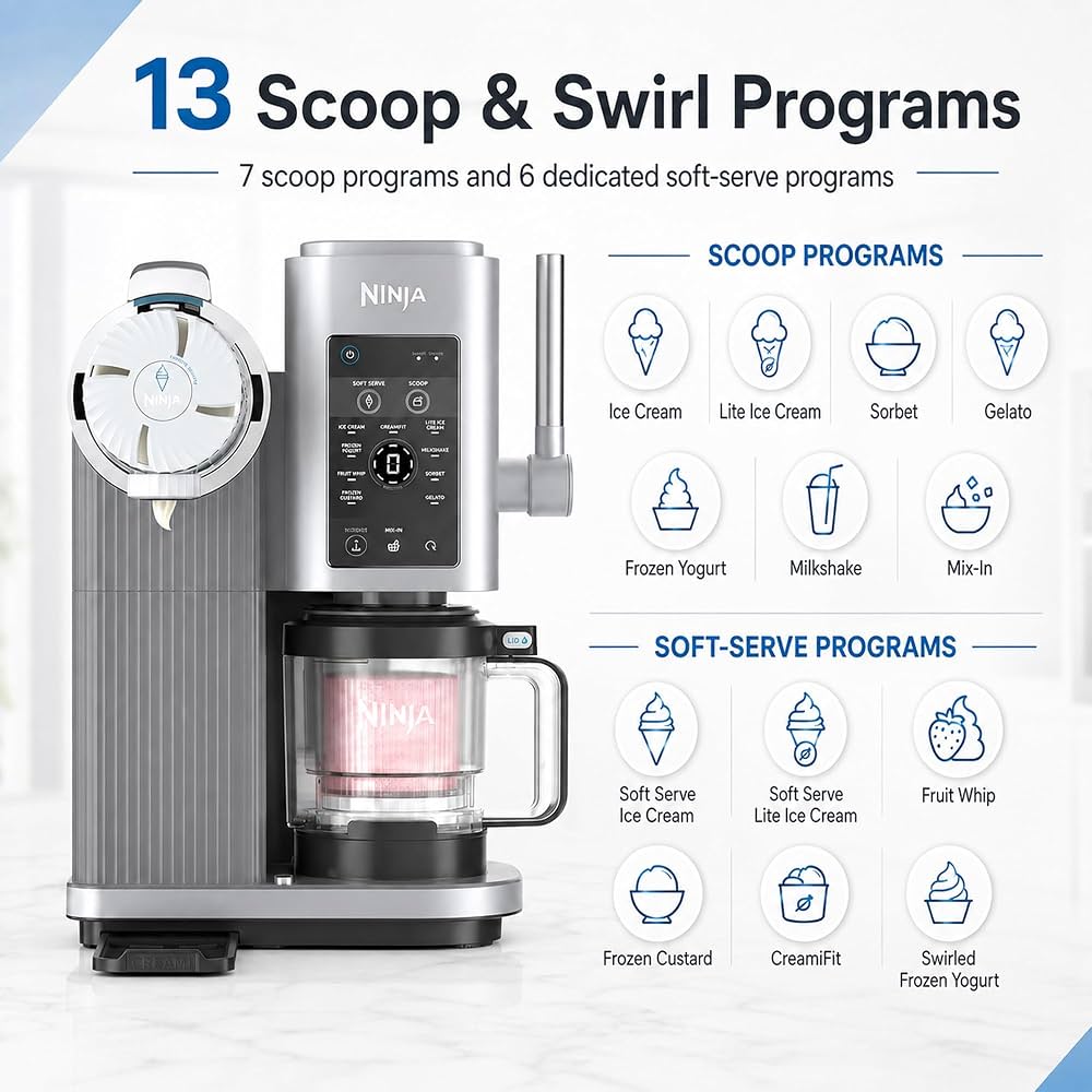 Ninja NC701 CREAMi Swirl 13-in-1 Soft Serve Ice Cream Machine