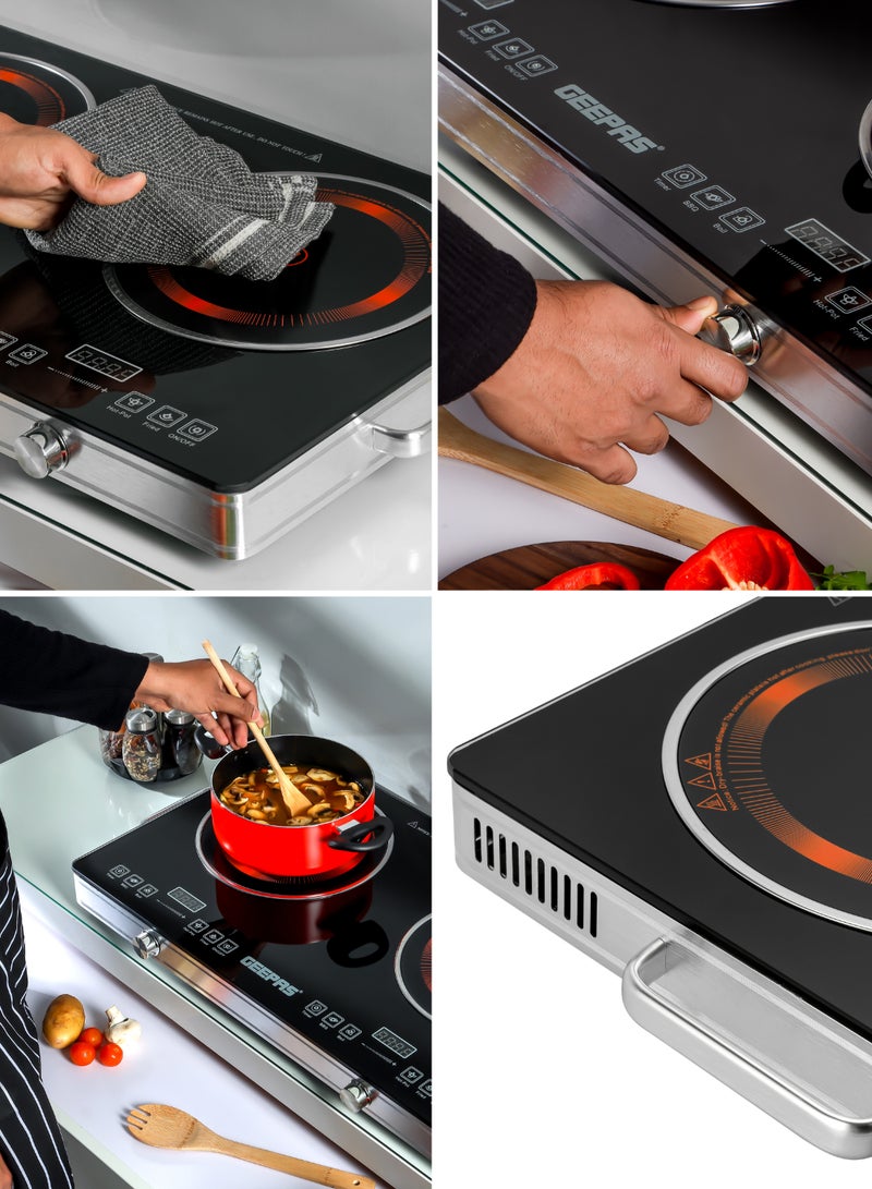 GEEPAS Double Burner Infrared Cooker with Timer