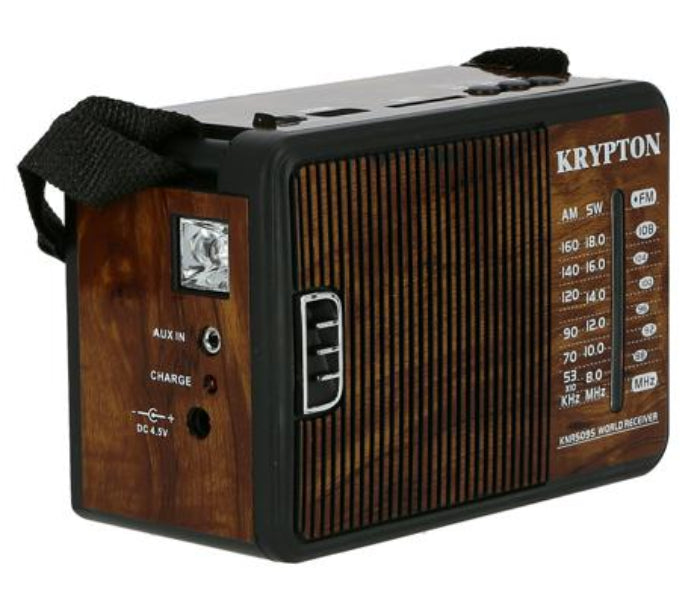 Krypton-KNR5095 Rechargeable Radio with Emergency LightHome ElectronicsIntroducing the Krypton-KNR5095 Rechargeable Radio with Emergency Light. Enjoy hours of music on-the-go with the high capacity 1000mAh Lithium Battery. Its portable, lightweight design