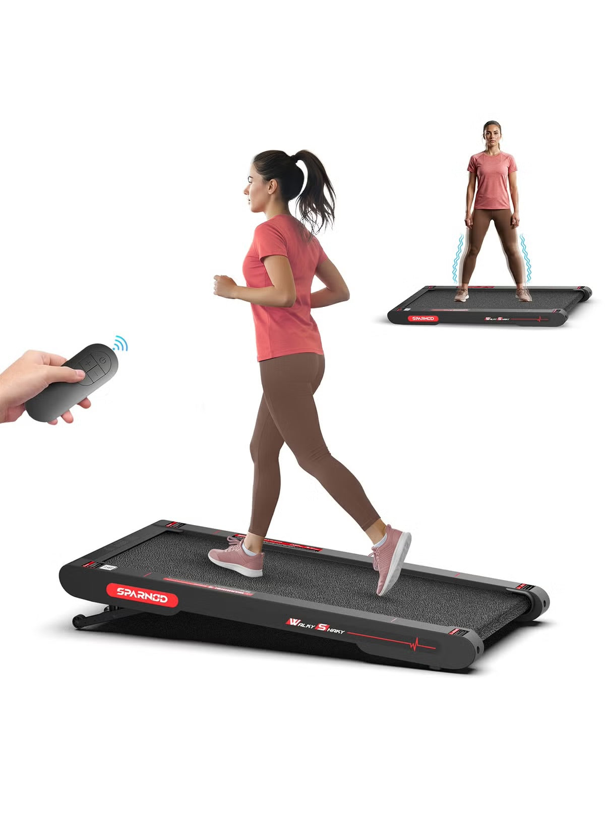 Sparnod Fitness WalkyShaky 2.0 PRO Walking Pad, 3HP Motor, 10% Manual Incline, LCD Display, 3–6 km/h Speed, 150kg Capacity, Foldable Treadmill for Home & Office