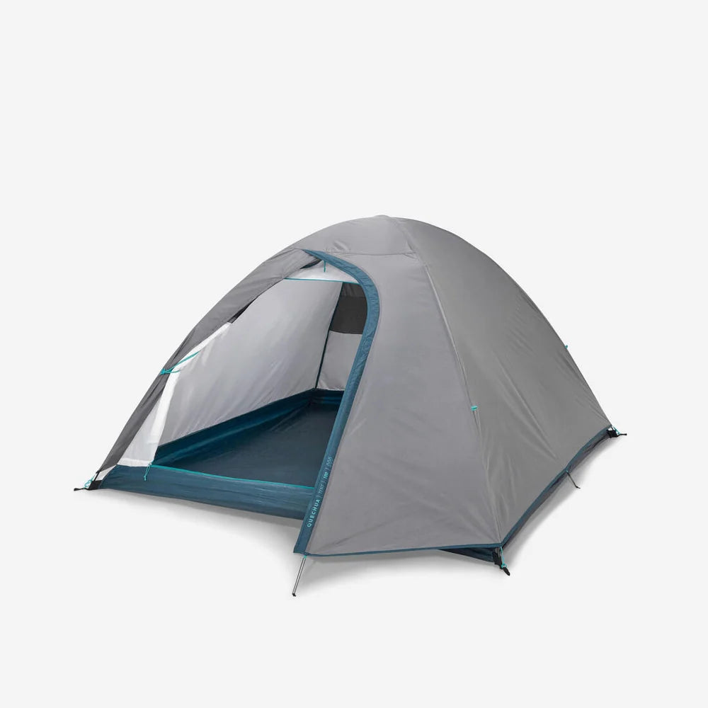 QUECHUA MH100 3-Person Camping Tent – Grey, Waterproof Dome Tent with Compact Carry Bag