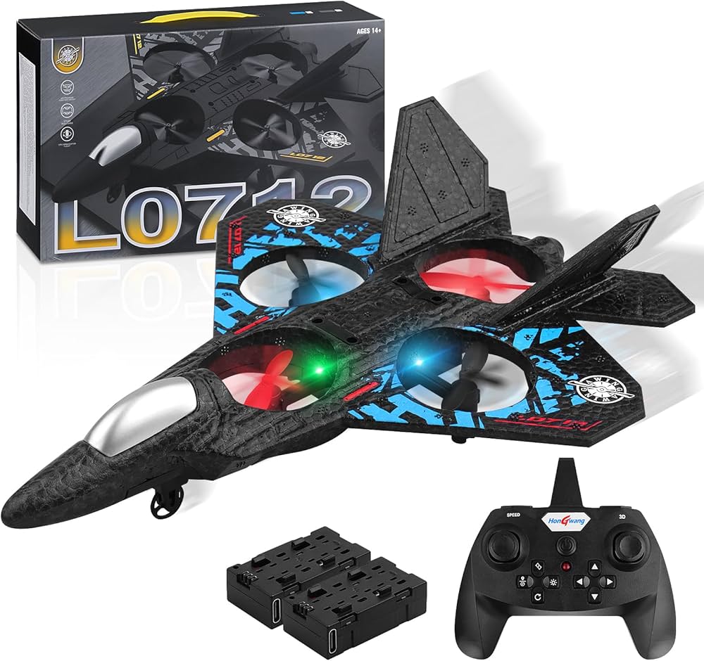 RC Aeroplane 2.4GHz L0712 | Remote Control Fighter Jet with LED Lights | RTF Quadcopter Toy for Kids & Adults | USB RechargeableToys & GamesUpgraded performance and high-quality material: intelligent six-axis gyroscope self-stabilisation system. Performan