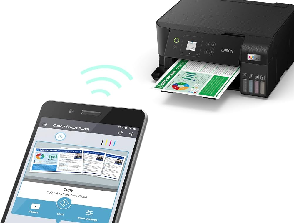 Epson EcoTank L3560 A4 Colour All-in-One Ink Tank Printer | 3-in-1 Print, Scan & Copy | Wi-Fi & Wi-Fi Direct | Photo Printing | Smart App | Black