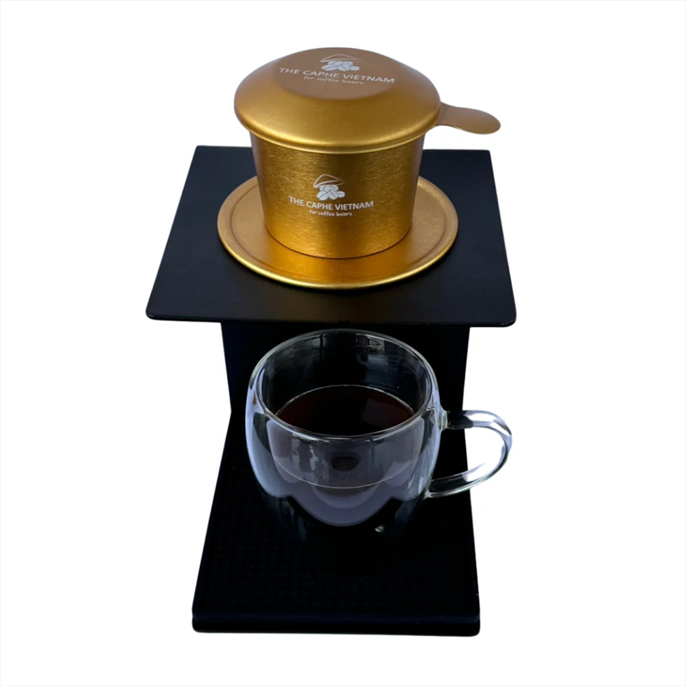 The Caphe Vietnam Coffee Phin Filter - Made with Aluminium | Gold Vietnamese Phin Filter | Drip Coffee Maker | Reusable Filters
