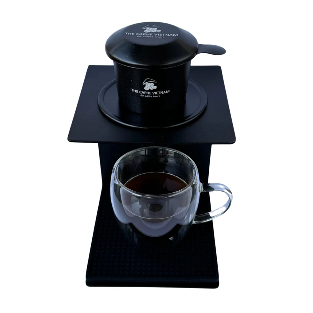 The Caphe Vietnam Coffee Phin Filter - Made with Aluminium | Black Vietnamese Phin Filter | Drip Coffee Maker | Reusable Filters