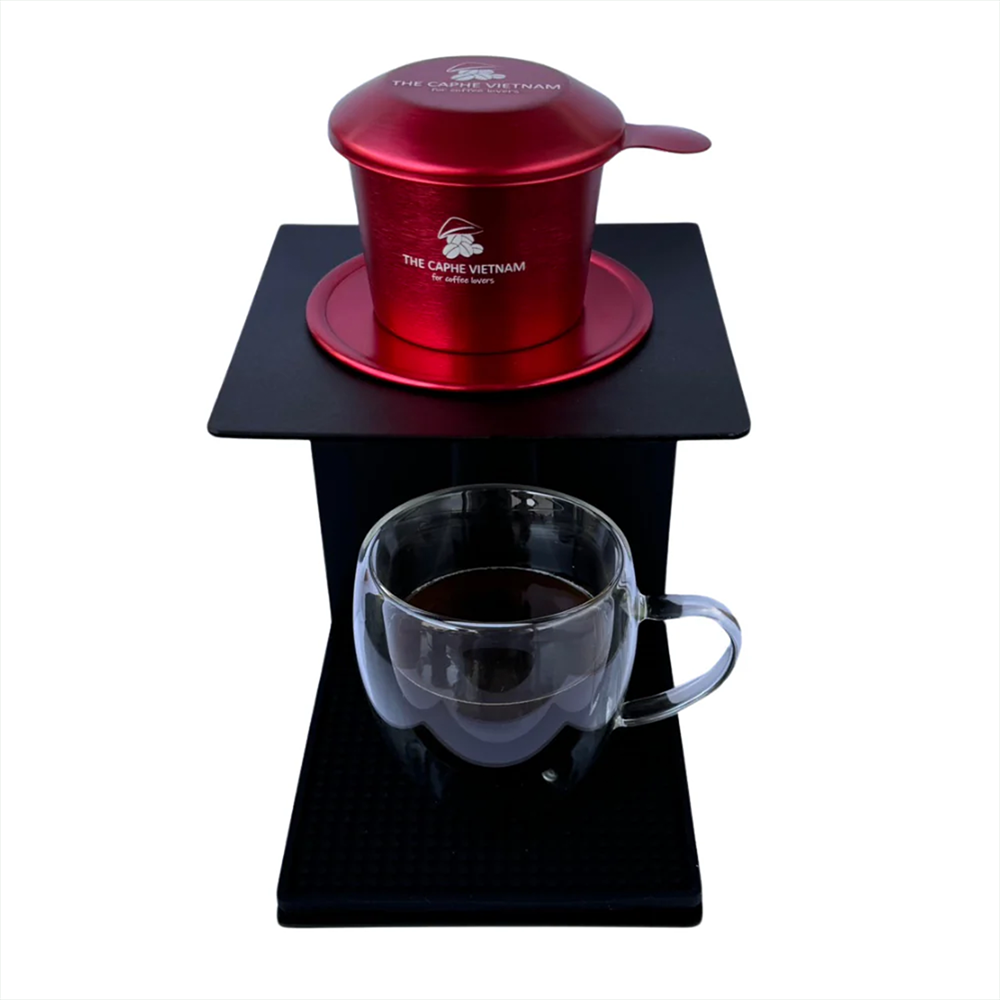 The Caphe Vietnam Coffee Phin Filter - Made with Aluminium | Red Vietnamese Phin Filter | Drip Coffee Maker | Reusable Filters