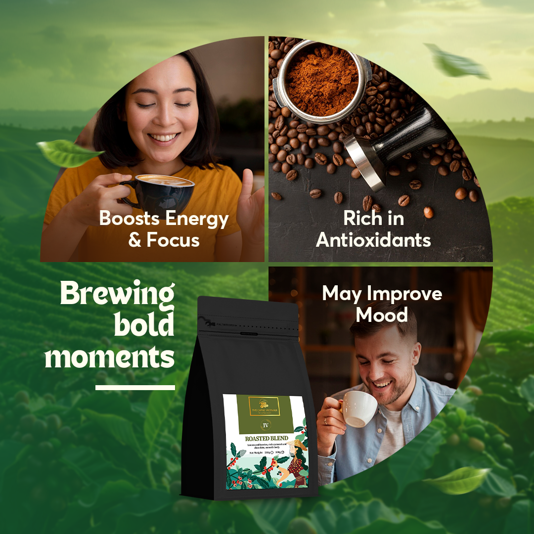 The Caphe Vietnam Roasted Blend Premium Ground Coffee - 1 KG | Ethiopian Arabica + Vietnamese Robusta | Premium Coffee Ground