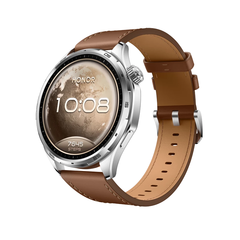 HONOR Watch 6 Standard BT 32MB+4GB Smartwatch – Twilight Brown with Brown Leather Strap