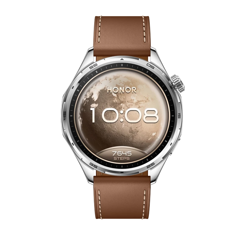 HONOR Watch 6 Standard BT 32MB+4GB Smartwatch – Twilight Brown with Brown Leather Strap