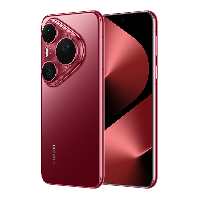 HUAWEI Pura 80 Pro rear view showing triple camera module 1-inch sensor - Glazed Red