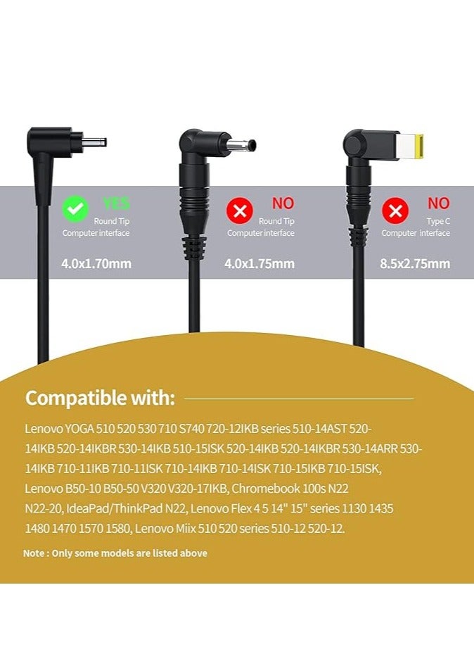 20V 3.25A 65W Laptop Charger Replacement for Lenovo IdeaPad 320 310 320S 330 330s 100 Yoga 520 530, Power Supply Adapter Cord 【4.0 * 1.7 mm】